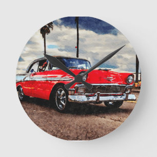 Reloj Redondo Mediano Arte acuático de Chevrolet Bel Air de 1956