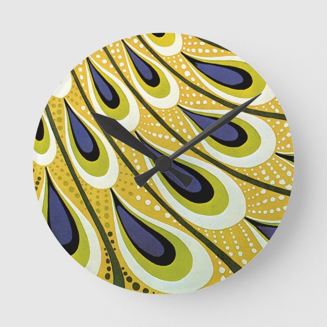 Reloj Redondo Mediano Arte Antiguo Moderno, pluma de pavo real de Macmil (Anverso)