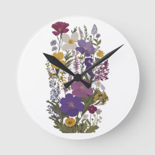 Reloj Redondo Mediano Arte botánico