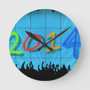 Reloj Redondo Mediano Arte colorido 2014 de la diversión del fiesta de l