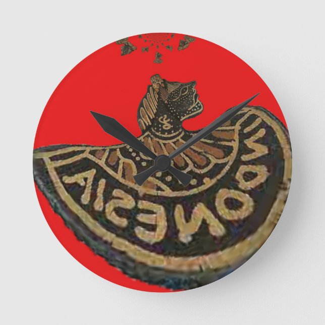 Reloj Redondo Mediano Arte cultural de mascota en la sombra de Japón en  (Anverso)