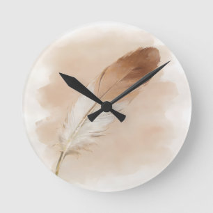 Reloj Redondo Mediano ⁠Arte de agua con relieve 3D de pluma de arena boh