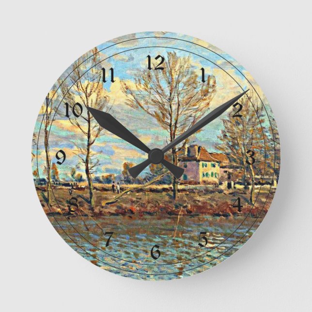 Reloj Redondo Mediano Arte de Alfred Sisley - Grand Jatte (Anverso)