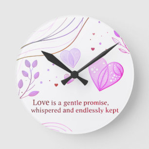 Reloj Redondo Mediano Arte de Amor Corazón de Oro Elegante