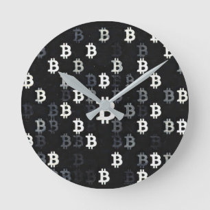 Reloj Redondo Mediano Arte de Bitcoin (BW #9) pintura al óleo