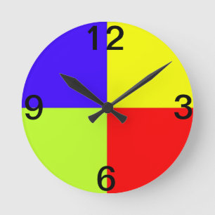 Reloj Redondo Mediano Arte de Bloques de Colores