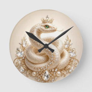 Reloj Redondo Mediano Arte de Colgante de Corona de Serpiente de Cristal