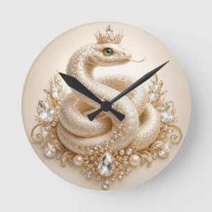 Reloj Redondo Mediano Arte de Colgante de Corona de Serpiente de Cristal