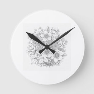 Reloj Redondo Mediano arte de diseño floral