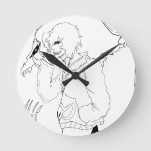 Reloj Redondo Mediano Arte de Fantasía Anime Oscura Cuervo y Demonio