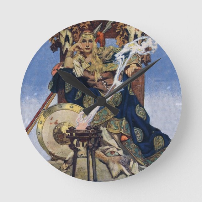 Reloj Redondo Mediano Arte de fantasía de princesa guerrera reina maeve (Anverso)