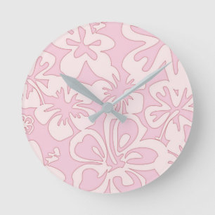 Reloj Redondo Mediano Arte de Flor Rosa Pastel