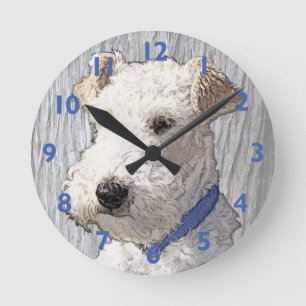 Reloj Redondo Mediano Arte de Fox Terrier de Wire