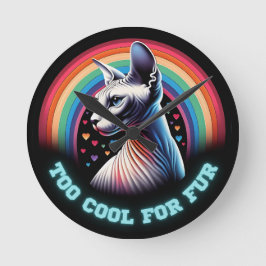 Reloj Redondo Mediano Arte de gato Sphynx 'Demasiado genial'