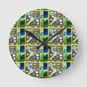 Reloj Redondo Mediano Arte de Impresión de Mosaico Divertido Contemporán