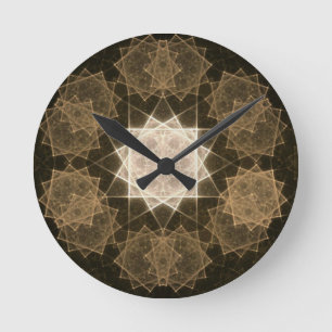 Reloj Redondo Mediano Arte de Kaleidoscope marrón