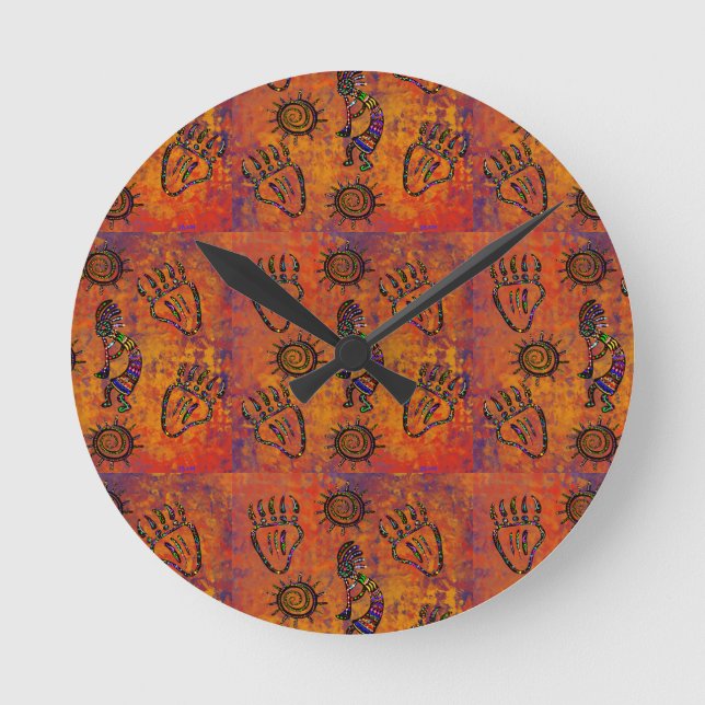 Reloj Redondo Mediano Arte de Kokopelli (Anverso)