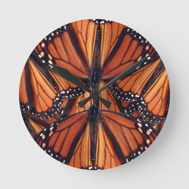 Reloj Redondo Mediano arte de la mariposa de monarca (Anverso)