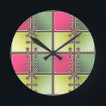 Reloj Redondo Mediano arte de la moda rosa y verde<br><div class="desc">zapato cordones arte de moda rosa y verde reloj de pared</div>