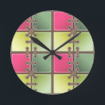 Reloj Redondo Mediano arte de la moda rosa y verde<br><div class="desc">zapato cordones arte de moda rosa y verde reloj de pared</div>