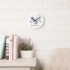 Reloj Redondo Mediano Arte de línea minimalista de papá de campamento pe