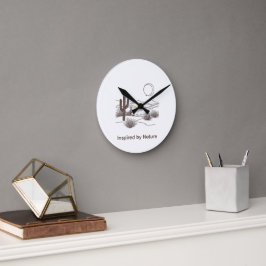 Reloj Redondo Mediano Arte de línea minimalista del desierto – Tierras m