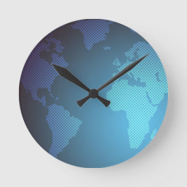 Reloj Redondo Mediano Arte de mapa mundial gradiente de punto digital