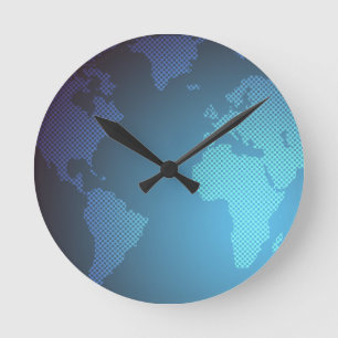 Reloj Redondo Mediano Arte de mapa mundial gradiente de punto digital