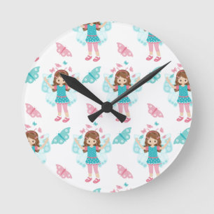 Reloj Redondo Mediano Arte de mariposa