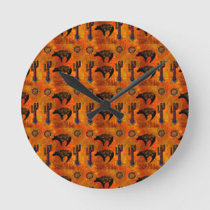 Reloj Redondo Mediano Arte de oso del suroeste