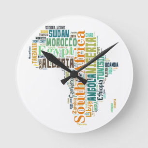 Reloj Redondo Mediano Arte de palabras de África