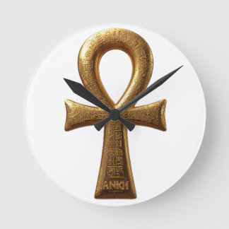 Reloj Redondo Mediano Arte de pared del símbolo Ankh egipcio elegante