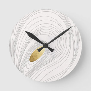 Reloj Redondo Mediano Arte de pared ovalado dorado abstracto
