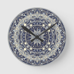 Reloj Redondo Mediano Arte de Patrón de Estrella de Mandala de Brújula C