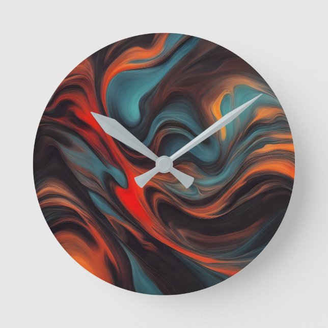 Reloj Redondo Mediano Arte de pintura abstracta (Anverso)