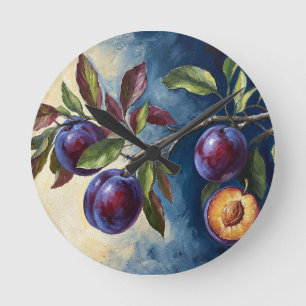 Reloj Redondo Mediano Arte de pintura al óleo de contraste de rama de ci