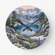 Arte de pradera de flores silvestres del lago Moun