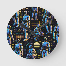 Reloj Redondo Mediano Arte de Robot Humanoide Futurista | Android de Cie