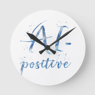 Reloj Redondo Mediano Arte de texto positivo para IA