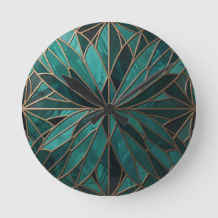 Reloj Redondo Mediano Arte Deco de Lujo Patrón de Estrella Geométrica Do
