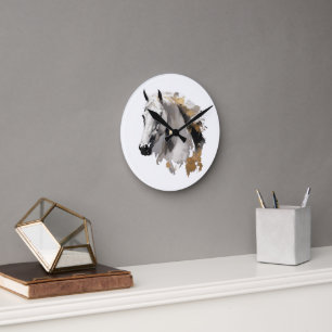 Reloj Redondo Mediano Arte del Caballo Blanco Galopante Grace