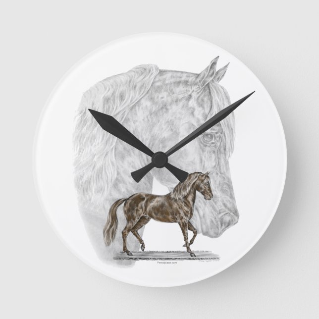 Reloj Redondo Mediano Arte del caballo de Paso Fino (Anverso)