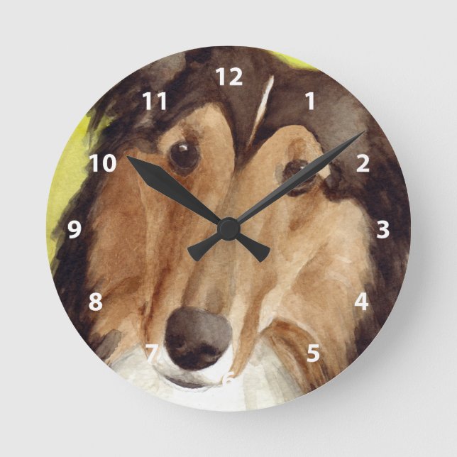 Reloj Redondo Mediano Arte del collie (Anverso)