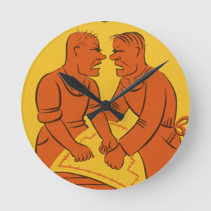 Reloj Redondo Mediano Arte del vintage - discusión de los hombres