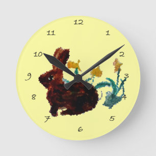 Reloj Redondo Mediano Arte desafiante en el conejo de primavera