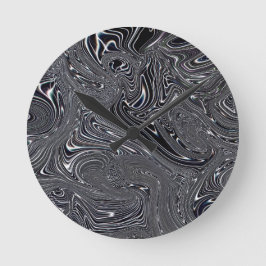 Reloj Redondo Mediano Arte digital abstracto en blanco y negro
