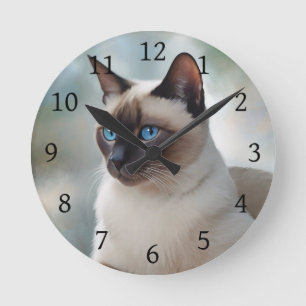 Reloj Redondo Mediano Arte digital del gato 749 siamés