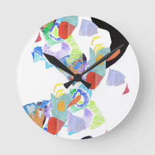 Reloj Redondo Mediano Arte enrrollado de las gotas de neón de la pintur