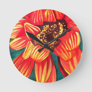 Reloj Redondo Mediano Arte floral del desierto de Gazania por Sacha Gros