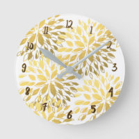 Arte Floral Moderno Dorado y Blanco Glam Hoja Metá